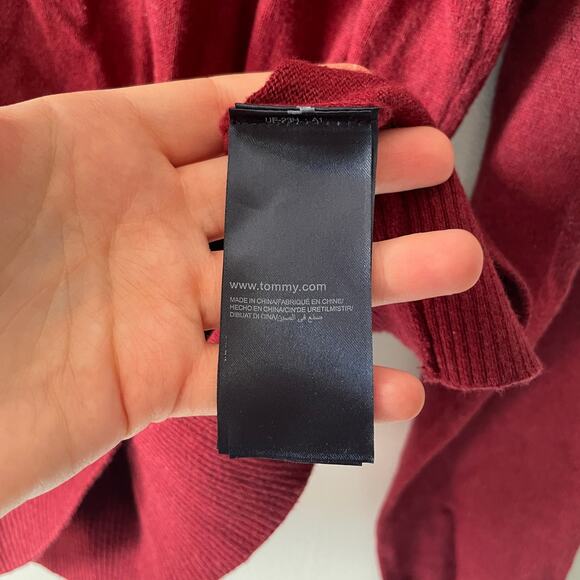 Tommy Hilfiger The Cotton Mix V-Neck Sweater Red Pima Cotton Cashmere Blend S L - Picture 4 of 7